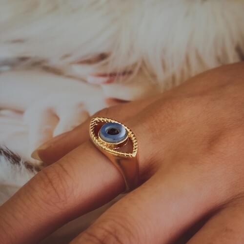 2021 New Gold Color Twisted Geometric Evil Eye Rings for Women Girls Charm Crystal Rings Vintage Bohemian Jewelry
