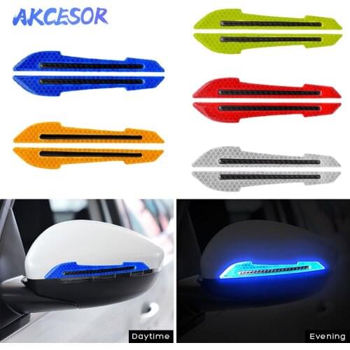 2x Car Reflective Sticker Reflector Reflectante Stickers Rear View Mirror Bicycle Warning Tape Anti-collision Bumper Strip