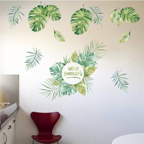 3d green plant flower wall stickers living room bedroom TV Background wall decals mural arts home bedroom decor