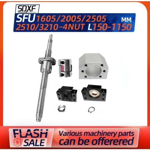 A set of -4 nut ball screw 1605/2005/2505/2510/3210 + support seat BKBF+nut seat+coupling Factory direct sales, multiple lengths
