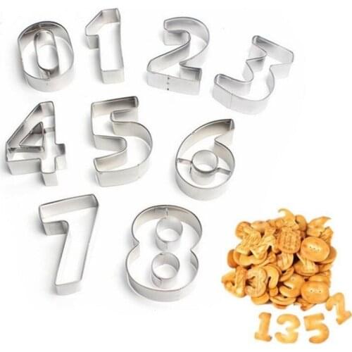 9pcs/set 0-8 Number Shape Cookie Cutter 3D Cake Decorating Stainless Steel Mold Fondant Biscuit Tool Kitchen Tools