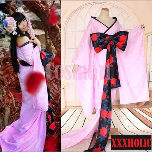[Customize]Anime XXXHOLiC Ichihara Yuuko Cageling Pink Kimono Dress Halloween Carnival Cosplay Costume Party Suit For Women Outf