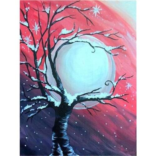 Full Square Diamond Embroidery Moon Tree Cross Stitch Kit Handicraft Diamond Painting Scenic Home Decoration