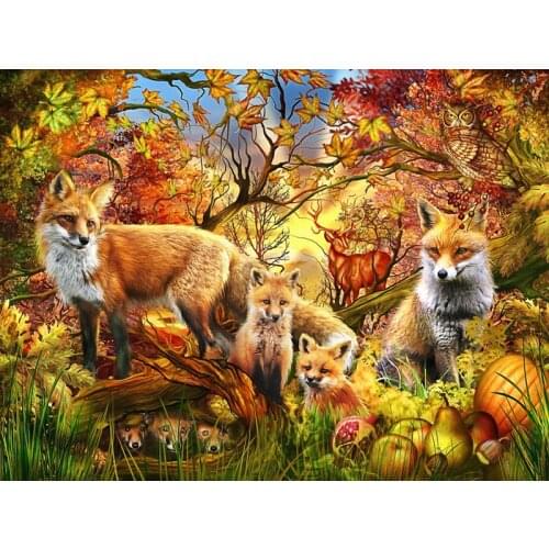 Diamond Painting Fox Animal Forest Square Diamond Round Diamond Decoration Customizable Wall Art Decoration Frameless Style