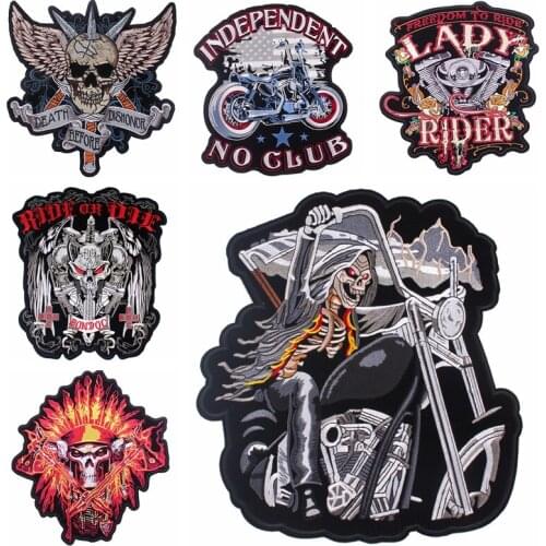 Hippie Biker Patch Sewing Patches On Clothes Punk Style Big Embroidered Patches For Clothing Apllique Badge Stripes For Jackets
