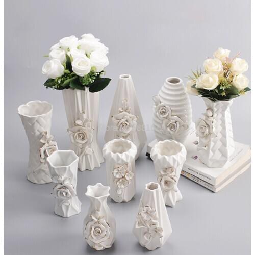 White Ceramic Vases Minimalist Style Decoration for Home Office, Ideal Gifts for Friends & Family