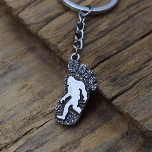 Sasquatch Bigfoot Keychain Mythology Science Fiction Jewelry Footprint Gifts For Friend