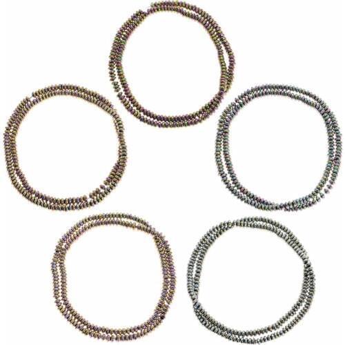 Natural Stone Cylinder Hematite Beads Geometric Flat Round Plated beads 4mm for DIY Necklace Bracelet Jewelry Making Accessories