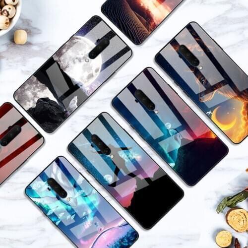 Case For Oneplus 7T Pro Back Phone Cover Black Silicone Bumper With Tempered Glass