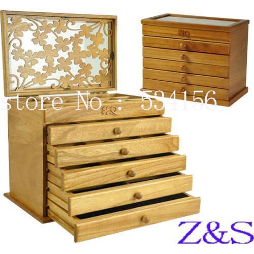 Clovers six large space Wood Jewelry Box Storage Gift Display Box Jewelry Lagre Gift Box Jewelry Boxes wooden Packaging casket