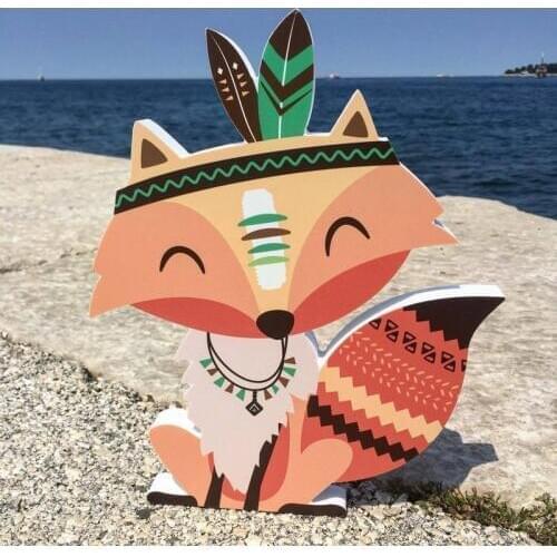 Personality Wooden Cactus/Fox Baby Room Haning Wall Decorations Cute Art Crafts Christmas Mural Ornament Gifts For Kids
