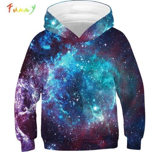 Space Galaxy 3D Print Kids Hoodie Fashion Long Sleeve Hoodies Boys Girls Sport Wear Hoody Sweatshirt for Children Pullover Tops