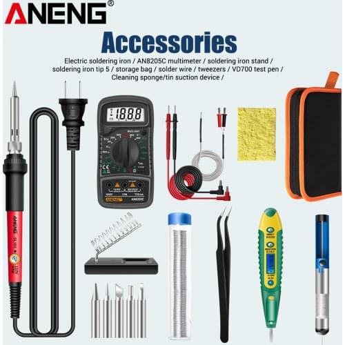 ANENG SL101 60W Electric Soldering Iron Kit Temperature Adjustable With Replaceable Welding Head Electronic Repair Spree