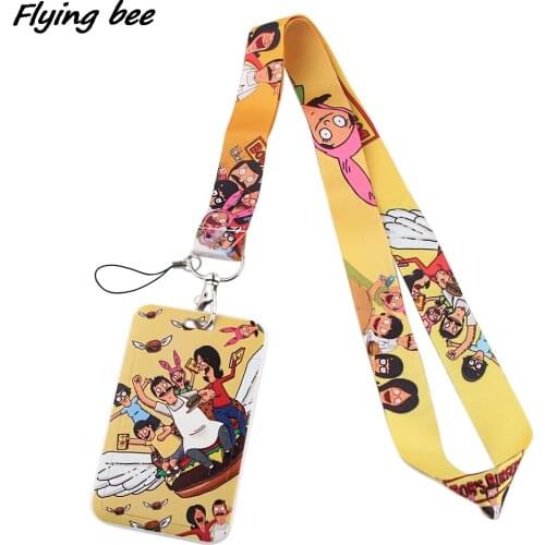 Flyingbee Cartoon Lanyards ID Badge Holder Bus Pass Case Cover Slip Bank Credit Card Holder Strap Cardholder Gift For Kids X1588