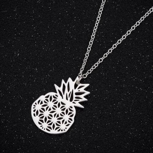 Hfarich Stainless Steel Fruit Pineapple Pendant Necklaces Gold Choker Chain Women Girl Daily Party Jewelry Collares Colar