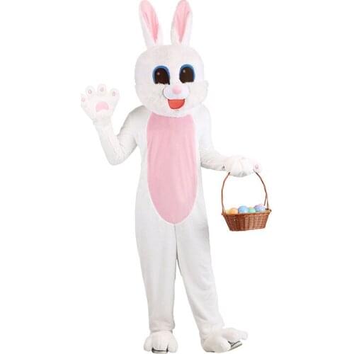 Halloween Easter Bunny Mascot Costumes White Rabbit Cosplay Adult Size Christmas Birthday Party Fancy Dress Mascot Head