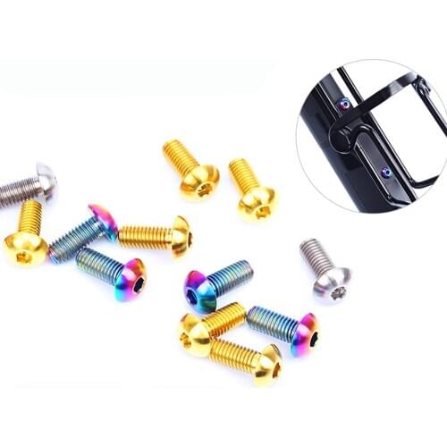 RISK M5*12 MTB Bicycle Bottle Cage Bolts Titanium Oil Slick Road Bike Fixing Screws Ultralight Golden Water Bottle Holder Screws