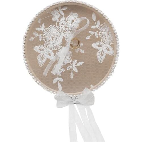 Lace Ring Pillow Elegant Exquisite Flower Ring Bearer Pillow Cushion for Wedding Marriage Ceremony Engagement Decorations