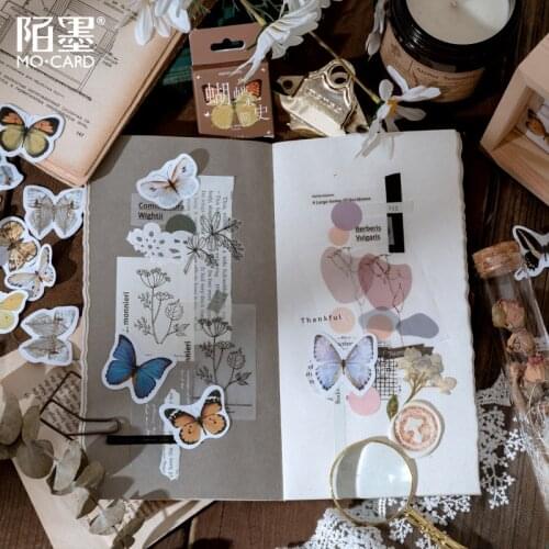 46pcs/box Butterfly Story Mini Paper Sticker Decoration Diary Scrapbooking Label Sticker Stationery