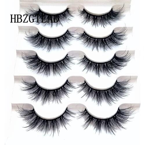 NEW 2/5 Pairs 3D Mink Lashes Bulk Faux with Custom Box Wispy Natural Mink Lashes Pack Short Wholesales Natural False Eyelashes