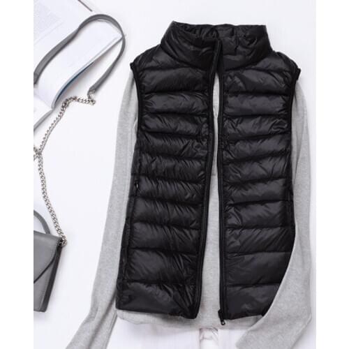 2020 New Autumn Women Ultra Light Down Cotton Vest Coat Parka Ladies Sleeveless Waistcoat Plus Size