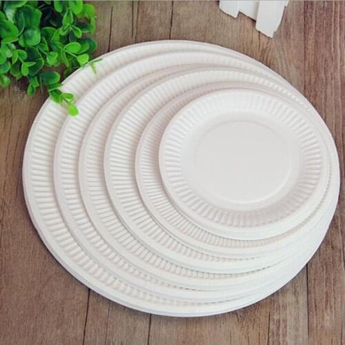 Disposable White Paper Plate 5~10 Inch Birthday Party Cake Plate for Children DIY Handmade Art Graffiti Painting Paper Plate