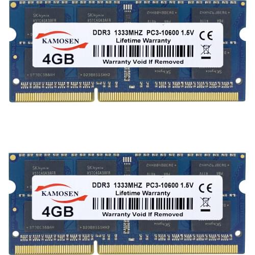 KAMOSEN DDR3 RAM 4GB 1333MHz brand new low voltage 1.5V PC3-10600 Notebook memory SODIMM 204-pin non-ECC