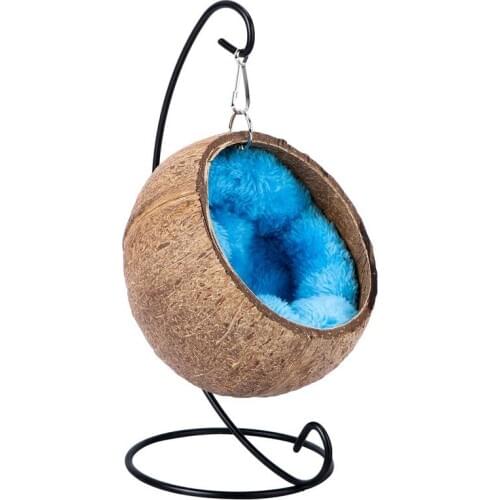 1 Set Hanging Nest Pet Hammock Guinea Pig Hanging Swing Nest Pet Supplies Bedroom Coconut Shell Nest Swing Shaker Rattan Nest