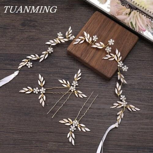 Leaf Headband And Hairpin For Women Bride Hair Accessories Wedding Headbands Decorations For Hair