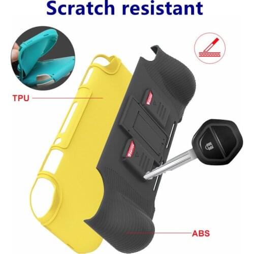 For Nintendo Switch Lite NS Mini Silicone TPU Shell + PC Case Cover Handle Grip Holder Shockproof Skin Guard Protector Playstand