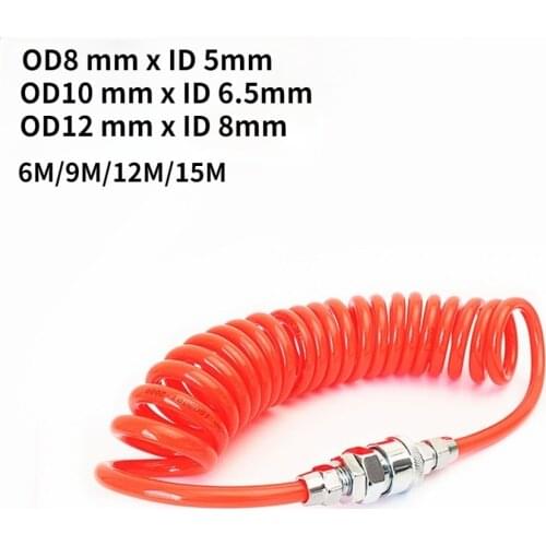 Spring Pipe 3M 6M 9M 12M 15M OD 8mm x ID 5mm Flexible PU Recoil Hose Tube for Compressor Air Tool Collocation Fittings