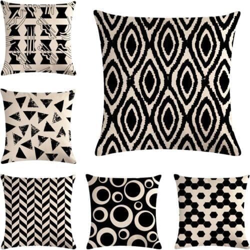 Good Sale Geometry pattern Cushion cover Geometric Printed pillowcase Linen cotton Cushion Pillow covers Sofa Home Decor 45x45cm