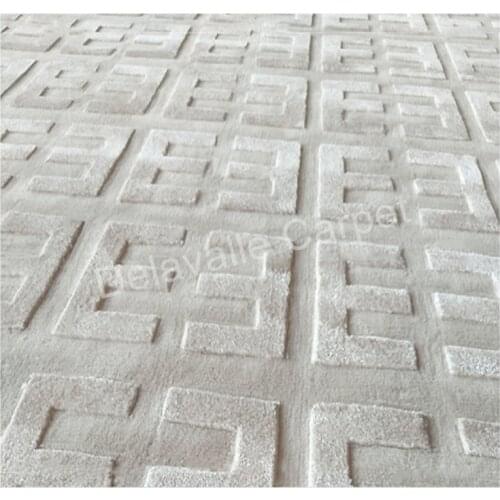 Luxury 3D FF EE letters New Zealand wool mixed Silk Silver Grey Modern Carpet,Living room Sofa Area Rug
