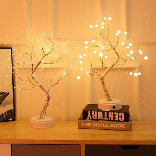 Christmas Decoration108 LED USB Fire Tree Light Copper wire Table Lamps Night light for Home Indoor Bedroom Wedding Party Bar