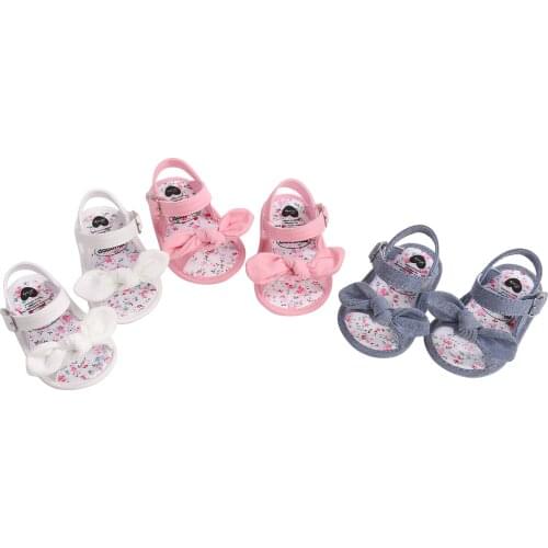 2021-04-06 Lioraitiin 0-18M Infant Baby Shoes Girl Flats Sandals Soft Sole Anti-Slip Summer Bowknot Dot Stripe Lace Crib Shoes