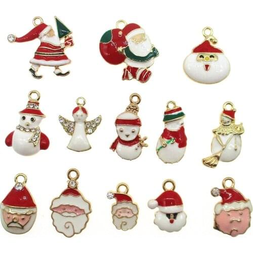 10pcs Christmas series of Santa Claus and Snowman Enamel charm for DIY bracelet necklace earring pendant jewelry making XL657