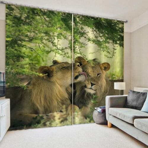 Beautiful Photo Fashion Customized 3D Curtains lions curtains 3D Window Curtains For Living Room Bedroom
