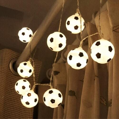 1.5m/3m/6m LED Soccer Balls String Light Garland Football Fairy Lights Bedroom Home Theme Party Christmas Decorative Battery