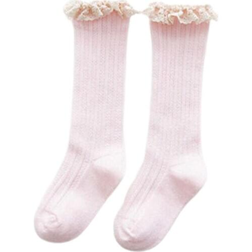 Emmababy Breathable Toddlers Mid-calf Length Socks Spring Autumn Sweet Style Little Girls Lace Decoration Knee-high Stockings