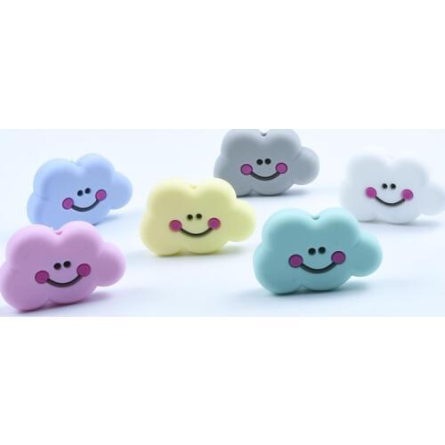 10PCS Cloud Perle Silicone Dentition BPA Free Silicone Beads 3CM Teething Necklace Nursing DIY Beads Toys Baby Products Mordedor