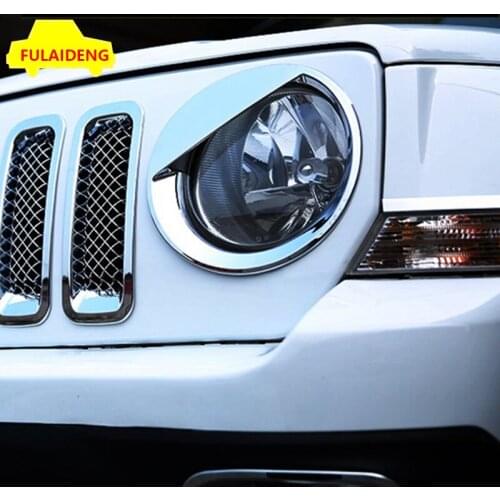 2Pcs For Jeep Patriot 2011-2017 Front Headlight Lamp Angry Style decoration Cover Trim Car Styling Accessories