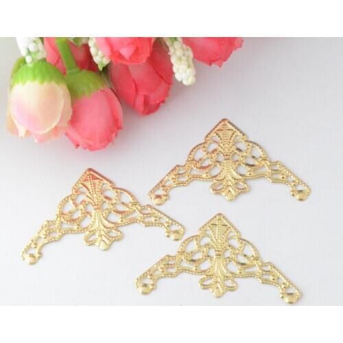 Free shipping 20Pcs Gold Filigree Wraps Connectors Metal Crafts Decoration DIY Findings Connectors 4.9x3.6cm F0831