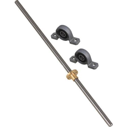 300mm Length 2mm Dia Silver Horizontal Lead Screw Rod & Pillow Block Mounted Bearing for 3D Printer Set of 3