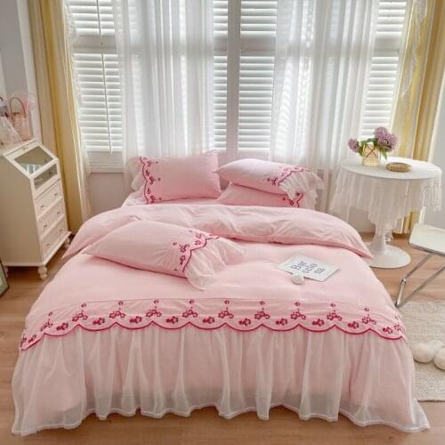 2021 new Cotton embroidery Princess style bedding sets bed set double queen king size duvet cover bed sheet set pillowcase 4Pcs