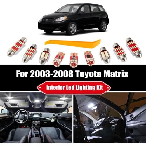 8 Bulbs White LED Interior Light Kit Fit For 2003-2007 2008 Toyota Matrix Reading Map Dome Cargo License Lamp Accessories
