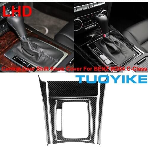 Car Carbon Fiber Central Gear Shift Knob Panel Cover Sticker Decorative Trim For Mercedes BENZ W204 C-Class C180 C200 C230 C260