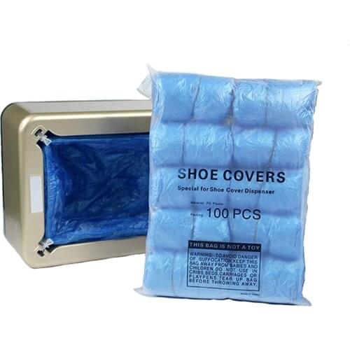 Disposable T-Buckle Overshoes for Automatic Shoe Cover Dispensers Dustproof Boot Covers Waterproof Plastic and Non-Woven Indoor
