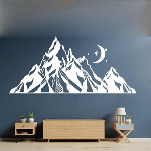 Large Mountain Star Moon Wall Sticker Car Turck Bedroom Nature Jungle Wild Mountains Wall Decal Kids Room Camper Vinyl Decor
