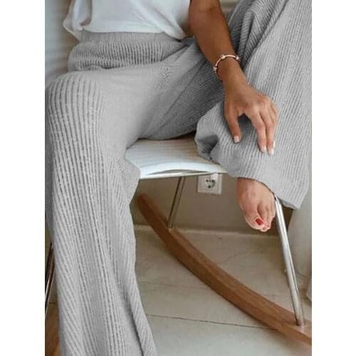 Fitshinling Casual Leisure Wide Leg Pants Women Winter Clothing 5XL Plus Size Trousers Fashion Solid Basic High Waist Pantalones