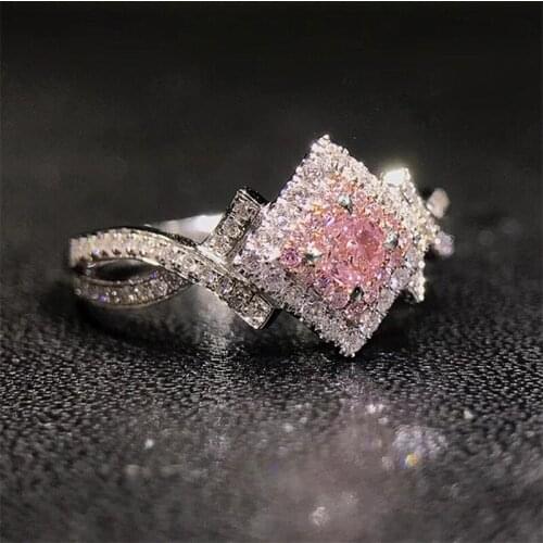 CAOSHI Modern Fashion Lady Wedding Ring Pink Princess Square CZ Exquisite Female Party Jewelry Charming Engagement Accessories